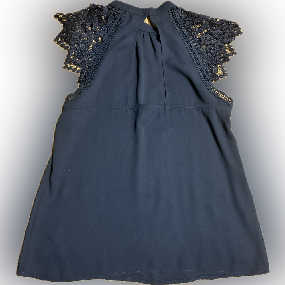 EXPRESS | Black Lace Accent Women's Blouse - Picture 2 of 7